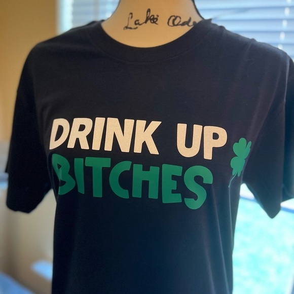 Hand Crafted Tops - Custom Made Drink Up St Patrick's Day Shamrock Party Top